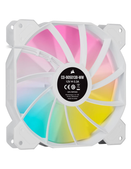 CO-9050139-WW,Ventilator Corsair iCUE SP140 RGB ELITE Performance 140mm PWM, kit 2 buc, include Lighting Node CORE, Alb "CO-9050
