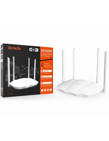 TX9,Router Tenda wireless AX3000 Mbps, 1 x WAN Gigabit, 3 porturi LAN Gigabit, 2.4 GHz/5 GHz dual band, 4 antene externe