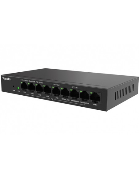 G0-8G-POE,Router Tenda 9 porturi Gigabit Ethernet, din care 8 porturi PoE+ IEEE 802.3at/af, "G0-8G-POE"