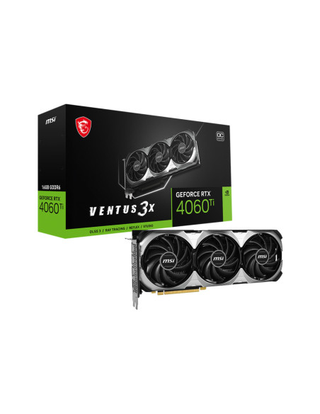MSI Video Card Nvidia GeForce RTX 4060 Ti VENTUS 3X 16G OC (DP*3 HDMI ATX TRIPLE FAN OC 16G G6) "RTX 4060 TI VENTUS 3X 16G OC"
