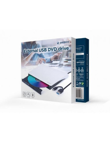 DVD-USB-03-BW,Unitate Optica Externa Gembird DVD-USB-03-BW, USB 3.1, Alb/Negru