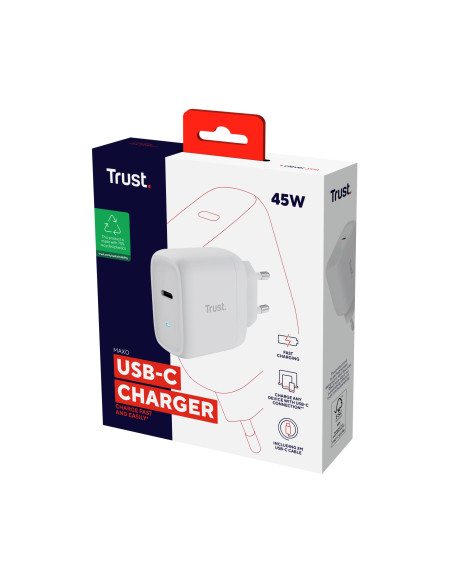 TRUST MAXO 45W USB-C CHARGER WHT "25138" (timbru verde 0.80 lei)