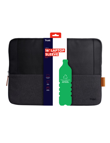 TRUST LISBOA 16" LAPTOP SLEEVE BLACK "25248"