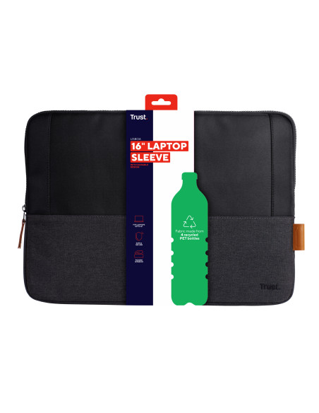 TRUST LISBOA 16" LAPTOP SLEEVE BLACK "25248"