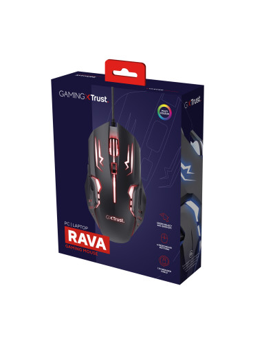 Mouse gaming optic Trust GXT 108 Rava, RGB LED, USB, Negru