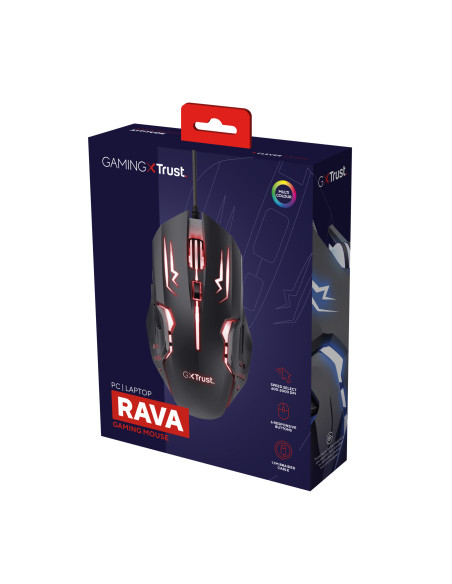 Mouse gaming optic Trust GXT 108 Rava, RGB LED, USB, Negru