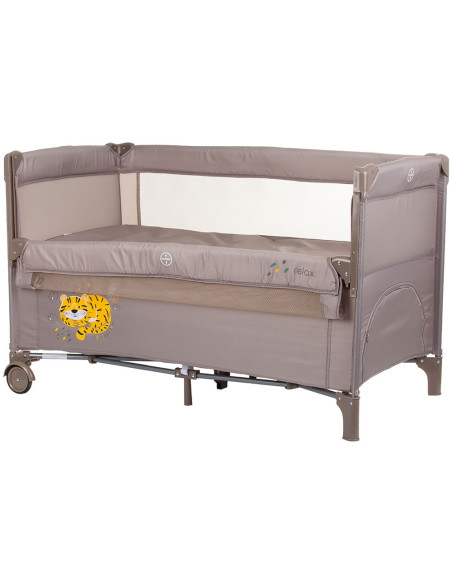 KOSIRE246MA,Patut pliabil Chipolino Relax macadamia tiger cu laterala culisanta