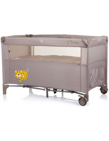 KOSIRE246MA,Patut pliabil Chipolino Relax macadamia tiger cu laterala culisanta
