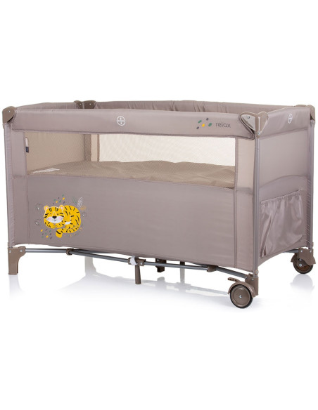 KOSIRE246MA,Patut pliabil Chipolino Relax macadamia tiger cu laterala culisanta