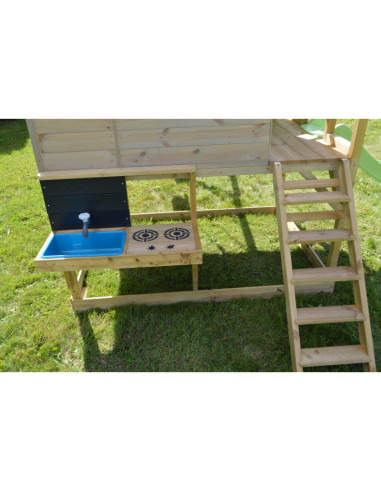 M9R_K,Casuta Summer Adventure House cu loc de nisip, tobogan, leagan, bucatarie (M9R_K), Wendi Toys