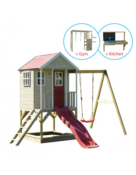 M10R_GK,Casuta Nordic Adventure House cu loc de nisip, tobogan, leagan, modul sport, bucatarie, Wendi Toys
