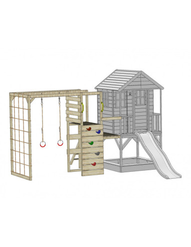 M10R_GK,Casuta Nordic Adventure House cu loc de nisip, tobogan, leagan, modul sport, bucatarie, Wendi Toys