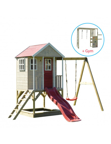 M10R_G,Casuta Nordic Adventure House cu loc de nisip, tobogan, leagan, modul sport, Wendi Toys