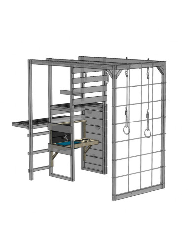 M30R_GK,Casuta Nordic Adventure House cu loc pentru nisip, tobogan, leagan dublu, modul sport, bucatarie, Wendi Toys