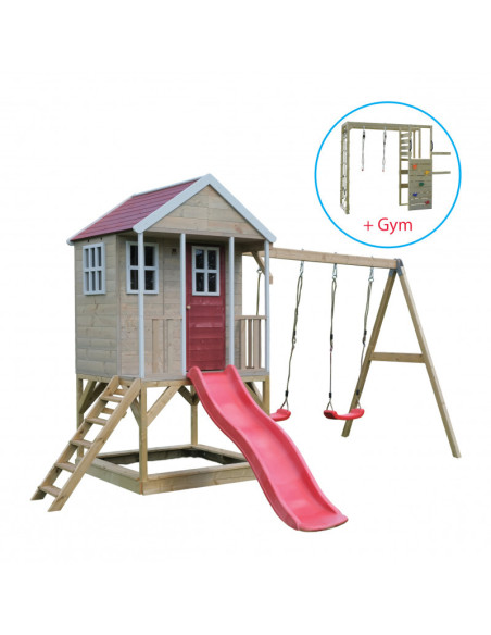 M30R_G,Casuta Nordic Adventure House cu loc pentru nisip, tobogan, leagan dublu, modul sport, Wendi Toys