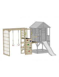 M24L_G,Casuta de gradina Lime Lodge cu tobogan, leagan, modul sport, Wendi Toys 2