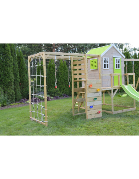 M24L_G,Casuta de gradina Lime Lodge cu tobogan, leagan, modul sport, Wendi Toys