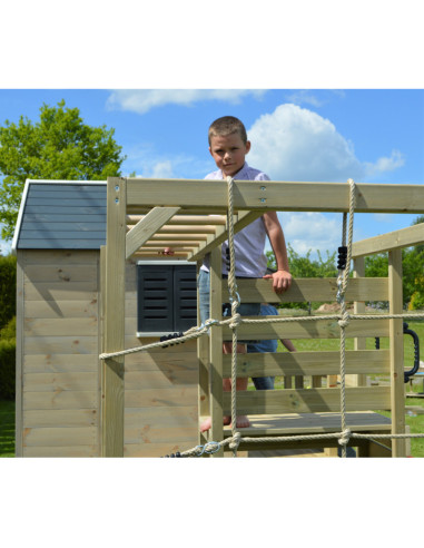 M24L_G,Casuta de gradina Lime Lodge cu tobogan, leagan, modul sport, Wendi Toys