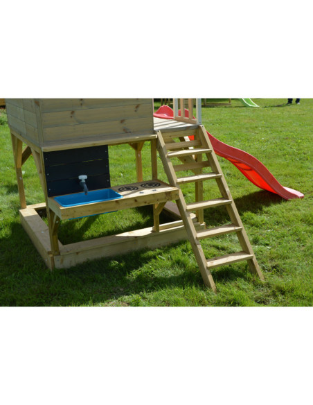 M24L_K,Casuta de gradina Lime Lodge cu tobogan, leagan, bucatarie, Wendi Toys