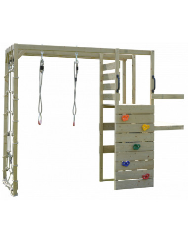 M24G_GK,Casuta de gradina Grey Lodge cu tobogan, leagan, modul sport si bucatarie, Wendi Toys