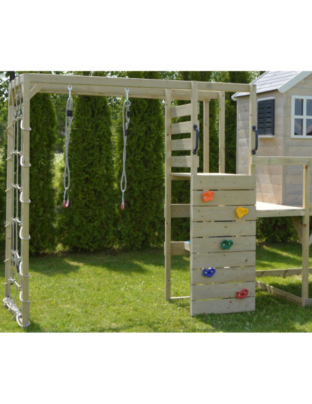 M24G_G,Casuta de gradina Grey Lodge cu tobogan, leagan, modul sport, Wendi Toys