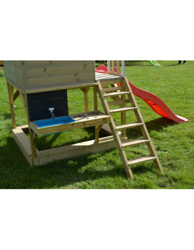 M24G_K,Casuta de gradina Grey Lodge cu tobogan, leagan, modul sport si bucatarie, Wendi Toys