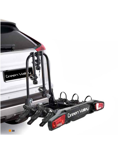 GV160514-3,Suport bicicleta Green Valley Discovery 160514-3 cu prindere pe carligul de remorcare, 3 biciclete, Negru