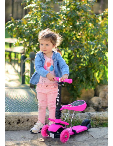10390020016,Trotineta pentru copii Smart, Pink Flowers