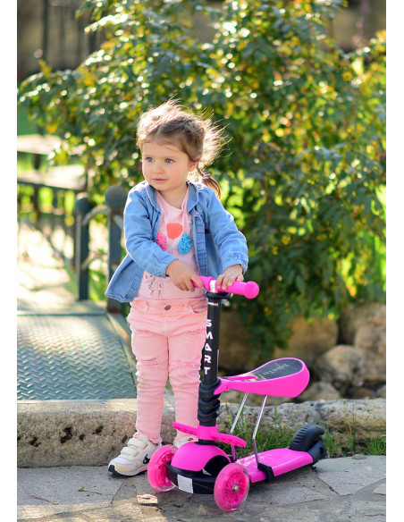 10390020016,Trotineta pentru copii Smart, Pink Flowers