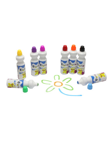 LFC2128,Set 8 culori x 75 ml guasa cu buretel