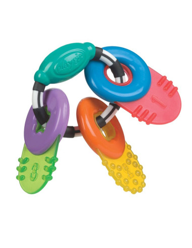 BN-0183171,Set 4 jucarii dentitie si pentru carucior, Playgro, Stimuleaza dezvoltarea tactila si vizuala, Calmeaza gingiile dure