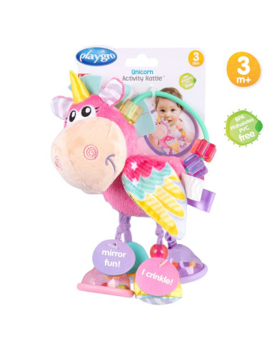 BN-188463,Jucarie din plus, Playgro, Stimuleaza dezvoltarea senzoriala, Utila pentru dentitie, Cu diverse forme si texturi, Cu m