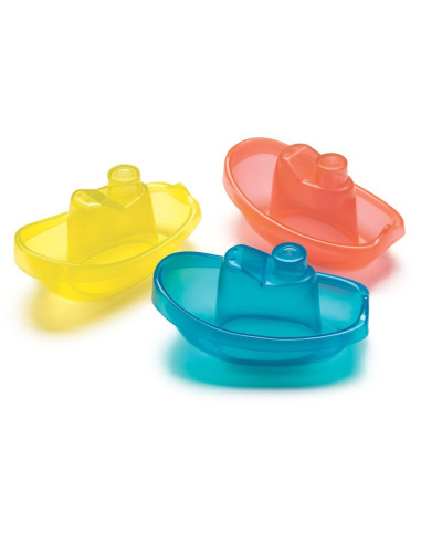 BN-183454,Set 3 jucarii de baie, Playgro, Include 3 barcute colorate, Cu gauri pentru a se revarsa apa, 6 luni+, Bright Baby Boa