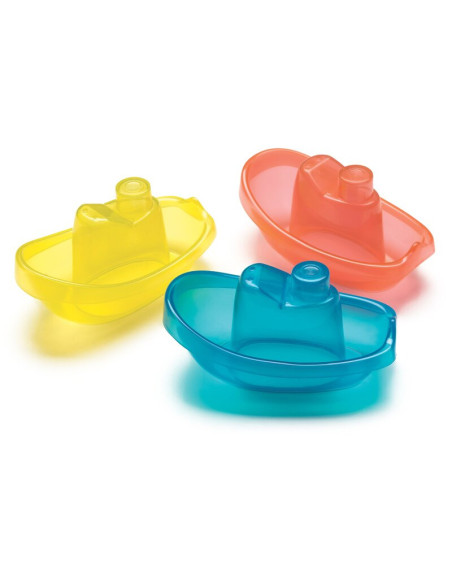 BN-183454,Set 3 jucarii de baie, Playgro, Include 3 barcute colorate, Cu gauri pentru a se revarsa apa, 6 luni+, Bright Baby Boa
