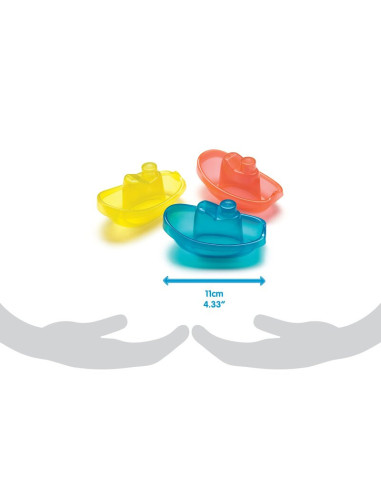 BN-183454,Set 3 jucarii de baie, Playgro, Include 3 barcute colorate, Cu gauri pentru a se revarsa apa, 6 luni+, Bright Baby Boa