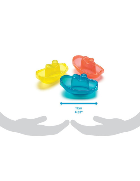 BN-183454,Set 3 jucarii de baie, Playgro, Include 3 barcute colorate, Cu gauri pentru a se revarsa apa, 6 luni+, Bright Baby Boa