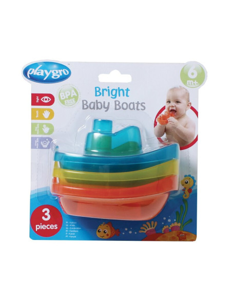 BN-183454,Set 3 jucarii de baie, Playgro, Include 3 barcute colorate, Cu gauri pentru a se revarsa apa, 6 luni+, Bright Baby Boa