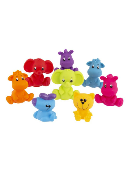 BN-188417,Set 8 jucarii de baie, Playgro, Animalute, Fara gauri, Culori contrastante, Stimuleaza imaginatia si abilitatile motor