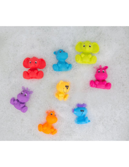 BN-188417,Set 8 jucarii de baie, Playgro, Animalute, Fara gauri, Culori contrastante, Stimuleaza imaginatia si abilitatile motor