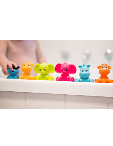 BN-188417,Set 8 jucarii de baie, Playgro, Animalute, Fara gauri, Culori contrastante, Stimuleaza imaginatia si abilitatile motor