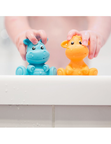 BN-188417,Set 8 jucarii de baie, Playgro, Animalute, Fara gauri, Culori contrastante, Stimuleaza imaginatia si abilitatile motor