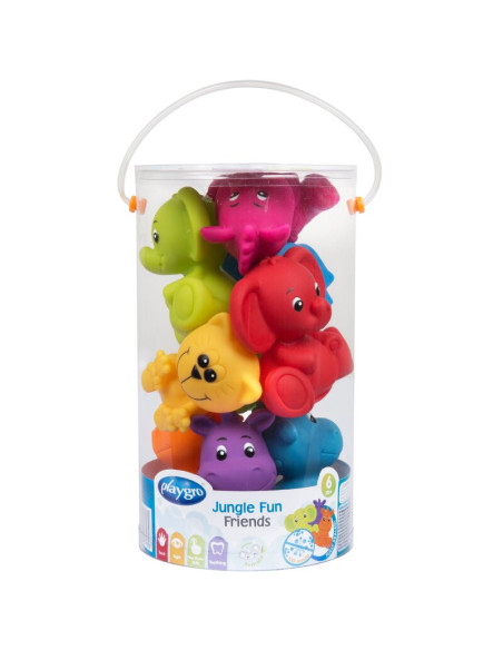 BN-188417,Set 8 jucarii de baie, Playgro, Animalute, Fara gauri, Culori contrastante, Stimuleaza imaginatia si abilitatile motor