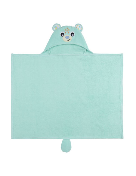 BN-0188234,Prosop de baie, Playgro, Friendly Forest, Cu gluga si codita, 100% bumbac, 60x80 cm, Bear, Turcoaz