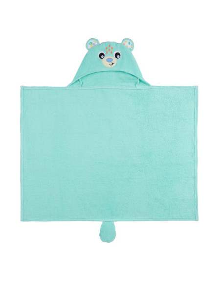 BN-0188234,Prosop de baie, Playgro, Friendly Forest, Cu gluga si codita, 100% bumbac, 60x80 cm, Bear, Turcoaz