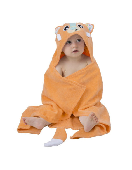 BN-0188235,Prosop de baie, Playgro, Friendly Forest, Cu gluga si codita, 100% bumbac, 60x80 cm, Fox, Portocaliu
