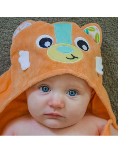 BN-0188235,Prosop de baie, Playgro, Friendly Forest, Cu gluga si codita, 100% bumbac, 60x80 cm, Fox, Portocaliu