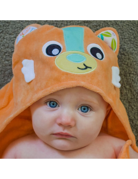 BN-0188235,Prosop de baie, Playgro, Friendly Forest, Cu gluga si codita, 100% bumbac, 60x80 cm, Fox, Portocaliu