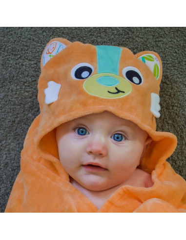 BN-0188235,Prosop de baie, Playgro, Friendly Forest, Cu gluga si codita, 100% bumbac, 60x80 cm, Fox, Portocaliu