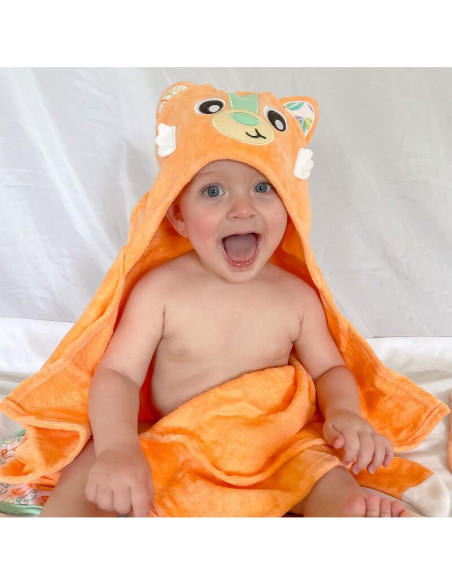 BN-0188235,Prosop de baie, Playgro, Friendly Forest, Cu gluga si codita, 100% bumbac, 60x80 cm, Fox, Portocaliu