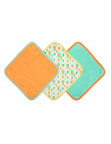 BN-0188236,Set 3 lavete, Playgro, 25x25 cm, Colorate, Moi si pufoase, Cu multiple utilizari, 0 luni+, Forest